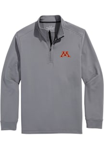 Vineyard Vines Minnesota Golden Gophers Mens Grey Clubhouse Long Sleeve Qtr Zip Pullover