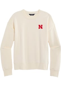 Vineyard Vines Nebraska Cornhuskers Womens Ivory Crew Crew Sweatshirt