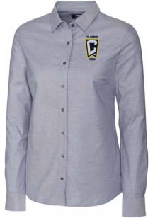 Cutter and Buck Columbus Crew Womens Stretch Oxford Long Sleeve Charcoal Dress Shirt