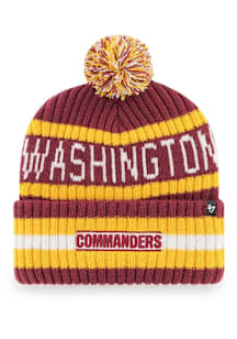 47 Washington Commanders Burgundy Bering Cuff Pom Mens Knit Hat