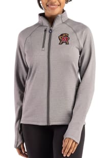 Womens Maryland Terrapins Graphite Cutter and Buck Peshastin Long Sleeve Full Zip Jacket