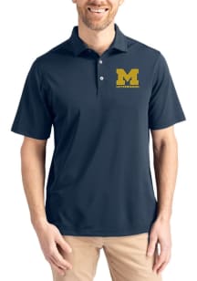 Michigan Wolverines Blue Cutter and Buck Letterwinners M Club Virtue Eco Pique Big and Tall Polo