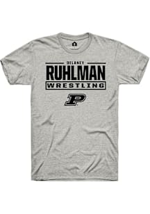 Delaney Ruhlman Purdue Boilermakers Ash NIL Stacked Box Short Sleeve Player T Shirt