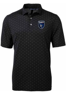 Cutter and Buck San Jose Earthquakes Black Virtue Eco Pique Tile Big and Tall Polo
