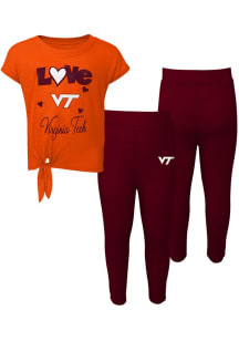 Virginia Tech Hokies Toddler Girls Forever Love Top and Bottom Set Maroon