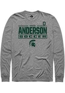 David Anderson Michigan State Spartans Graphite NIL Stacked Box Long Sleeve Player T Shirt