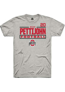 Riley Pettijohn Ash Ohio State Buckeyes NIL Stacked Box Short Sleeve T Shirt