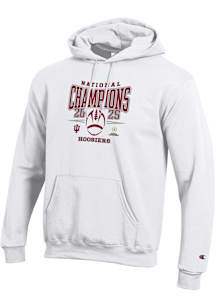 Champion Indiana Hoosiers Mens White 2025 College Football Champions Powerblend Long Sleeve Hoodie