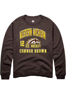 Connor Brown Rally Mens Brown Western Michigan Broncos NIL Arch Logo Player Crew