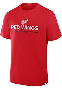 Detroit Red Wings Red Centennial Logo Drop Short Sleeve T Shirt