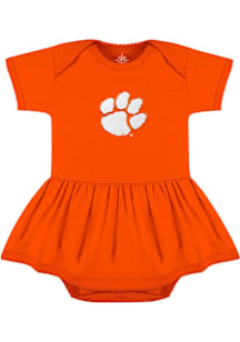 Clemson Tigers Baby Girls Orange Picot Short Sleeve Dress