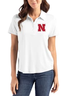 Cutter and Buck Nebraska Cornhuskers Womens White Coastline Eco Short Sleeve Polo Shirt