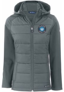 Cutter and Buck Charlotte FC Womens Graphite Evoke Hood Heavy Weight Jacket