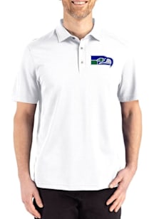 Cutter and Buck Seattle Seahawks Mens White Historic Advantage Refresh Short Sleeve Polo