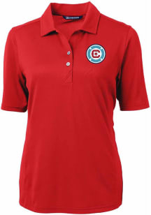 Cutter and Buck Chicago Fire Womens Red Virtue Eco Pique Short Sleeve Polo Shirt
