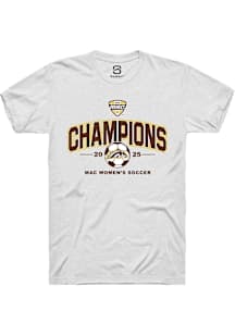 Summit Sportswear Western Michigan Broncos White 2025 MAC Soccer Champions Short Sleeve T Shirt