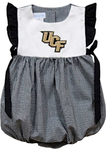 Vive La Fete UCF Knights Baby Girls Black Gingham Bubble Short Sleeve Dress