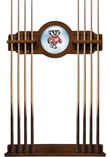 Brown Wisconsin Badgers Mascot Solid Wood Cue Rack Pool Table
