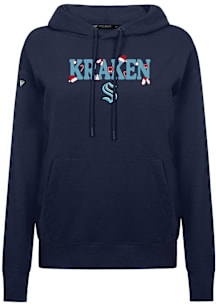 Levelwear Seattle Kraken Womens Navy Blue Adorn Festive Hooded Sweatshirt