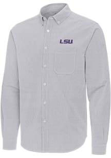 Antigua LSU Tigers Mens Ash Porter Long Sleeve Dress Shirt