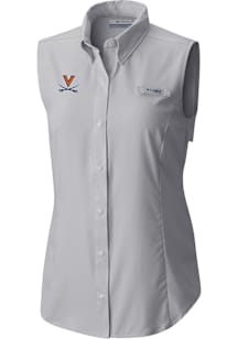 Columbia Virginia Cavaliers Womens Grey Heat Seal Omni Wick Tamiami Polo Shirt