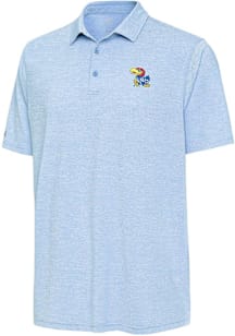 Antigua Kansas Jayhawks Mens Light Blue Distressed Stripe Short Sleeve Polo