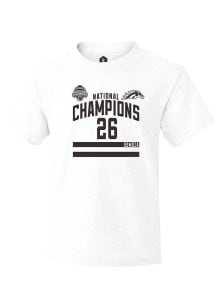 Ean Somoza Youth White Western Michigan Broncos NIL 2025 National Champions Shirzee Short Sleeve P..