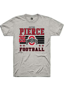 Payton Pierce Rally Mens Ash Ohio State Buckeyes NIL Striped Player T Shirt