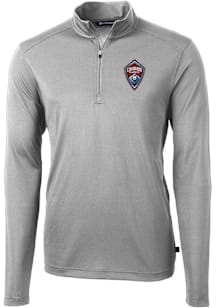 Cutter and Buck Colorado Rapids Mens Grey Virtue Eco Pique Long Sleeve Qtr Zip Pullover