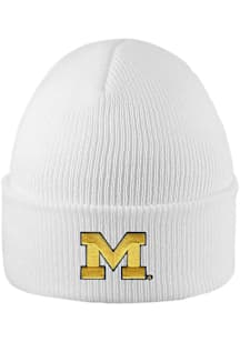 LogoFit Michigan Wolverines White North Pole Mens Knit Hat