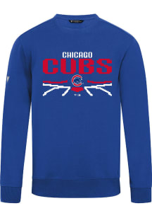 Levelwear Chicago Cubs Mens Blue Zane Arcade Long Sleeve Crew Sweatshirt