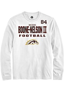Keivin Boone-Nelson II Western Michigan Broncos White Football NIL Stacked Box Long Sleeve Player..