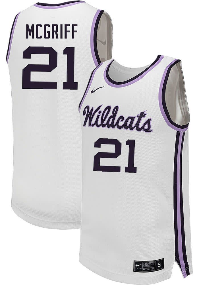 Khamari McGriff Mens White K-State Wildcats NIL Name And Number