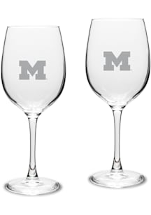 Michigan Wolverines 2pk 16oz Etched School Seal Wine Glass - White