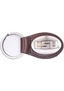 LSU Tigers Leather Oval Keychain - Brown