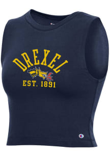 Womens Drexel Dragons Navy Blue Champion Crop Tank Top
