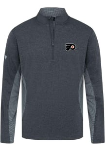 Levelwear Philadelphia Flyers Mens Black Waffle Embroidered 3D Patch Long Sleeve Qtr Zip Pullover