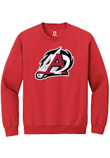 Summit Sportswear Arkansas Travelers Mens Red Primary Logo Long Sleeve Crew Sweatshirt