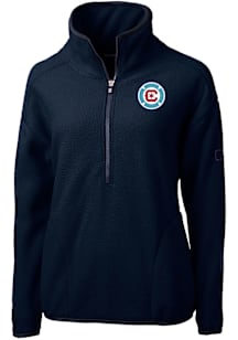 Cutter and Buck Chicago Fire Womens Navy Blue Cascade Sherpa Qtr Zip