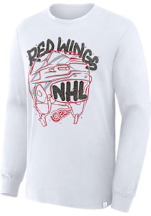 Detroit Red Wings White Star Helmet Long Sleeve T Shirt