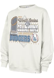 47 Los Angeles Dodgers Womens White 2025 World Series Champions Oversized Crew Sweatshirt