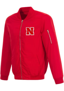 Mens Red Nebraska Cornhuskers Nylon Bomber Medium Weight Jacket