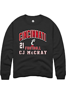 CJ McCray Cincinnati Bearcats Mens Black Football NIL Arch Logo Player Crew
