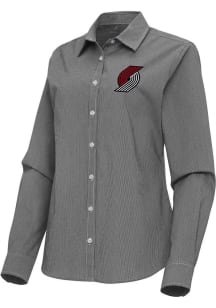 Antigua Portland Trail Blazers Womens Porter Long Sleeve Black Dress Shirt
