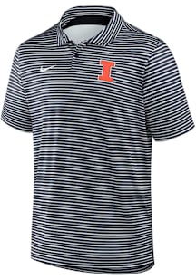 Nike Illinois Fighting Illini Mens Navy Blue Tour Stripe Short Sleeve Polo