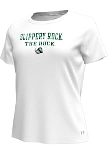 Under Armour Slippery Rock Womens White Stacked over logo Motion Short Sleeve T-Shirt