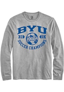 Summit Sportswear BYU Cougars Grey 2025 Big 12 Soccer Champions Long Sleeve T Shirt