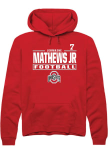 Jermaine Mathews Jr Rally Mens Red Ohio State Buckeyes NIL Stacked Box Player Hood