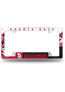 South Dakota Coyotes All Over Chrome License Plate Frame - Red