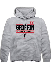 Tim Griffin Rally Youth Grey Cincinnati Bearcats NIL Stacked Box Long Sleeve Player Hoodie